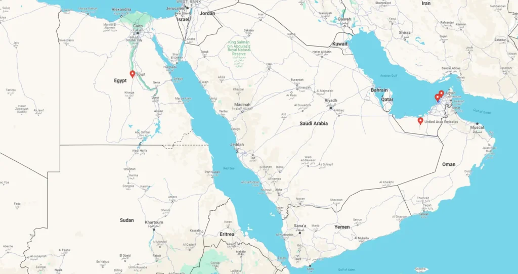 Shipping from UAE to Egypt Sokhna-Maps
